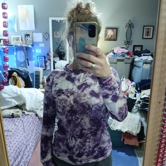 🎆🎈BUY 1 GET 1 FREE SALE Xinyiyifang Ella Ivory Tie Dye Long Sleeve T-Shirt Sz M - Picture 5 of 11